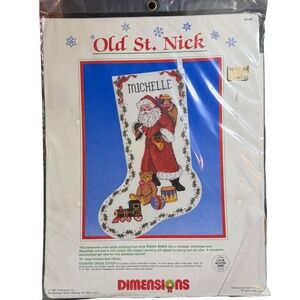 Dimensions Old St Nick Counted Cross Stitch Christmas Stocking Kit Vintage New